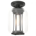Hubbardton Forge Fairwinds Outdoor Semi-Flush in Coastal Black, Clear Glass (ZM)
