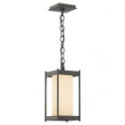 Hubbardton Forge Cela Medium Outdoor Lantern in Coastal Natural Iron, Opal Glass (GG)