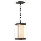 Hubbardton Forge Cela Medium Outdoor Lantern in Coastal Dark Smoke, Opal Glass (GG)