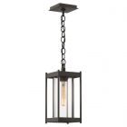 Hubbardton Forge Cela Medium Outdoor Lantern in Coastal Dark Smoke, Clear Glass (ZM)
