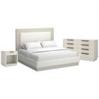 A.R.T. Furniture Cotiere Upholstered Panel Bedroom Set with Open Nightstand in Linen