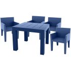 Vondom Jut 35.5" x 35.5" Lacquered Dining Set in Notte Blue