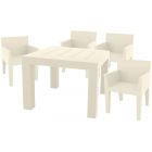 Vondom Jut 35.5" x 35.5" Lacquered Dining Set in Ecru