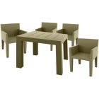 Vondom Jut 35.5" x 35.5" Lacquered Dining Set in Khaki