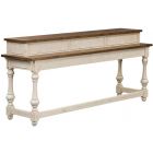 Liberty Furniture Morgan Creek Console Bar Table in Antique White with Wire Brushed Tobacco Accents