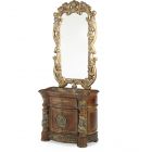 AICO Michael Amini Villa Valencia Bedside Chest Nightstand with Mirror