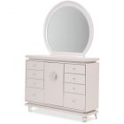 AICO Michael Amini Glimmering Heights Upholstered Dresser With Mirror (CL1A) - CLEARANCE SALE