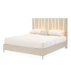 AICO Michael Amini Lotus Bay Eastern King Bed With LED Lights in Sand