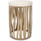AICO Michael Amini La Rachelle Round Chair Side Table w/Metal Base Chardonnay