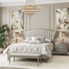 AICO Michael Amini St. Charles Eastern King Bedroom Set with Nine Drawer Dresser in Dove Gray