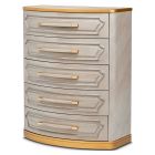 AICO Michael Amini St. Charles Highboy Chest in Dove Gray