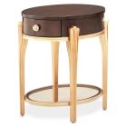 AICO Michael Amini Camellia Field Round End Table with Drawer in Warm Pecan (Promo)