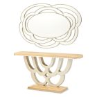 AICO Michael Amini Camellia Field Caramel Console Table with Mirror