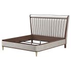 AICO Michael Amini Houston Eastern King Channel Tufted Panel Bed in Walnut