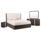 AICO Michael Amini West Kensington Eastern King Bedroom Set with 2-Drawer Nightstand in Medium Espresso