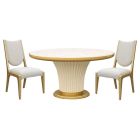 AICO Michael Amini Scotts Square 3pc Round Dining Set in Light Champagne
