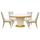AICO Michael Amini Scotts Square 5pc Round Dining Set in Light Champagne
