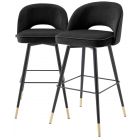 Eichholtz Bar Stool Cliff - Set of 2 - Roche Black Velvet