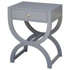 Worlds Away One Drawer Side Table in Matte Grey Lacquer
