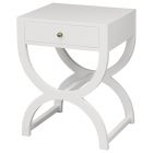 Worlds Away One Drawer Side Table in Matte White Lacquer