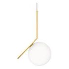 Mobital Luna Pendant Lamp 12" Bulb in White Glass Polished Gold Frame 