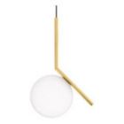 Mobital Luna Pendant Lamp 8" Bulb in White Glass Polished Gold Frame 