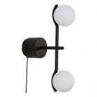 Mobital Pluto Wall Lamp in White Glass Black Powder Coated Frame 