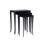 Lily Koo Bakersfield Nesting Tables in Black Lacquer, Tiffany Silver