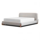 Mobital Mesa Oat Tweed Fabric/Walnut Legs Upholstered Bed - Queen