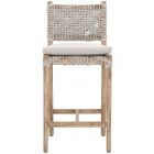 Essentials For Living Woven Costa Counter Stool Taupe & White Flat Rope, Pumice, Natural Gray Mahogany