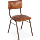 Home Trends & Designs Bob Iron Dining Chair with Ribbed Leather (CL1A) - CLEARANCE SALE
