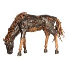 Phillips Collection Mustang Horse Armored Sculpture, Grazing, Natural Bronze