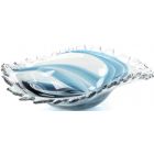 John Richards Hand-Blown Blue and Clear Glass Bowl