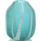 John Richards Aqua Green Etched Glass Vase I