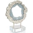 John Richard Hammered Nickel and Sea Blue Geode Sculpture - (Quick Ship)