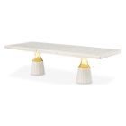 AICO Michael Amini Carmela Pedestal Dining Table in Shimmer Ivory (Promo)