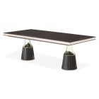 AICO Michael Amini Carmela Pedestal Dining Table in Glossy Charcoal Sand (Promo)