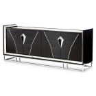 AICO Michael Amini Carmela Console Table in Glossy Charcoal Sand