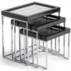 AICO Michael Amini Carmela Nesting Tables Glossy Charcoal Sand (Promo)
