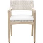 Essentials For Living Woven Lucia Outdoor Arm Chair in Gray Teak, White