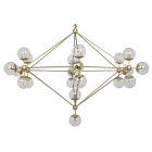 Noir Furniture Pluto Chandelier, Metal with Brass Finish and Glass - Large