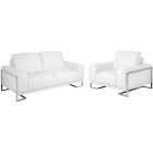 AICO Michael Amini Mia Bella Gianna Leather Sofa Set - White