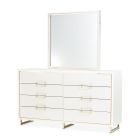 AICO Michael Amini Palm Gate Dresser With Mirror in Cloud White