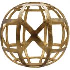 Worlds Away Large Round Metal Ball With Geo Cutouts In Textured Brass (Dropshippable)