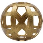Worlds Away Small Round Metal Ball With Geo Cutouts In Textured Brass (Dropshippable)