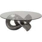 Phillips Collection Trifoil Coffee Table, Liquid Silver with Glass