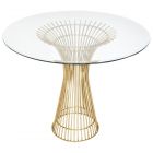 Worlds Away Powell Gold Leaf Iron Table Base with 42"D Beveled Glass