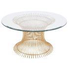 Worlds Away Powell Gold Leaf Iron Coffee Table Base with 42"D Beveled Glass