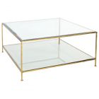 Worlds Away Quadro Gold Leaf Square Coffee Table with Beveled Glass
