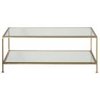 Worlds Away Taylor Rectangular Coffee Table in Gold Leaf with Beveled Glass